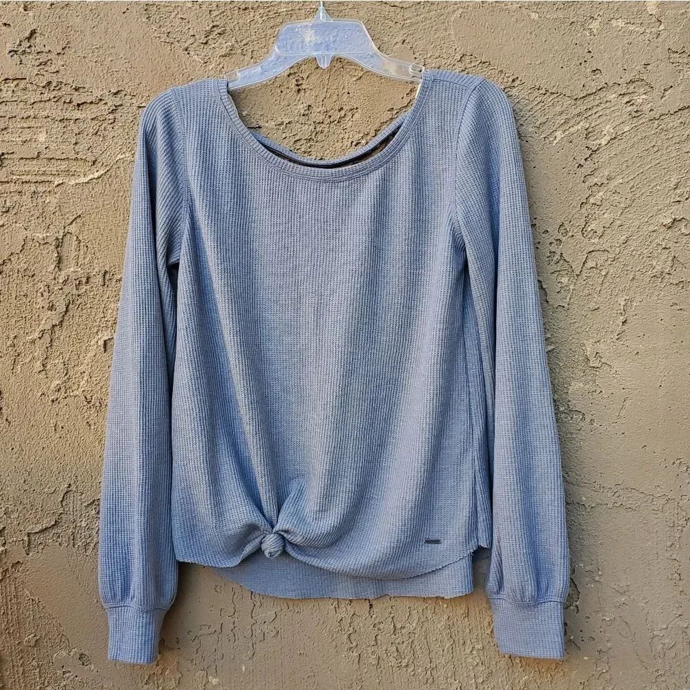 Hollister Gray Loose Fit Waffle Knit Long Sleeve Shirt